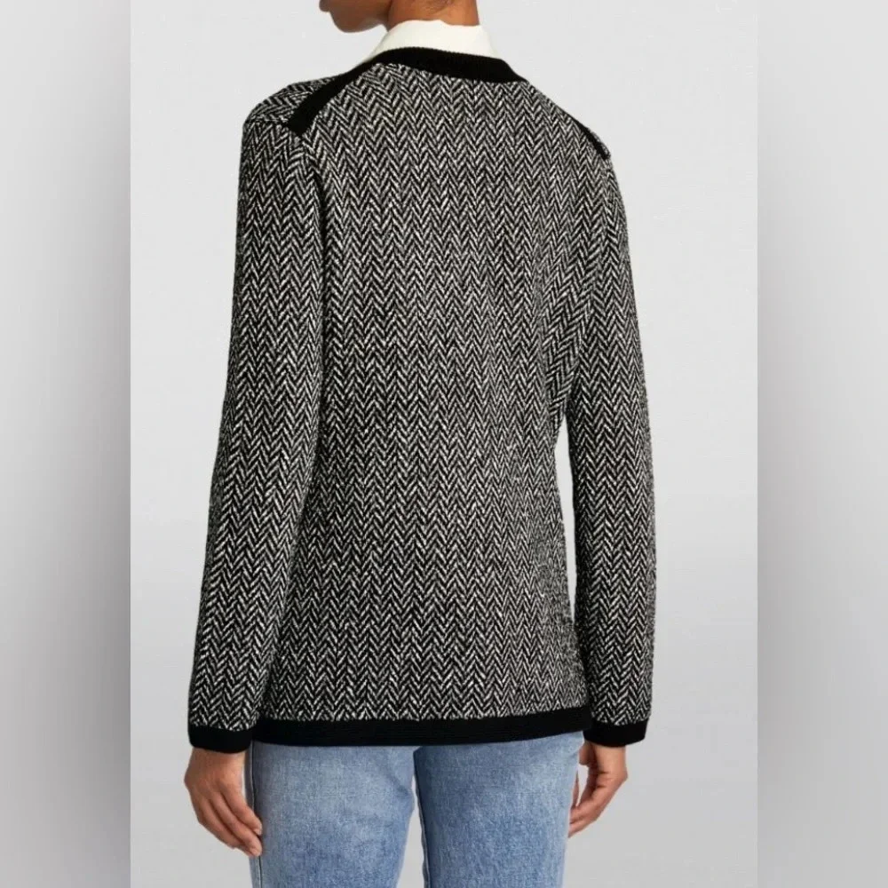 ME+EM Wool Blend Chevron Jacket Black & White Size Medium - Picture 2 of 8